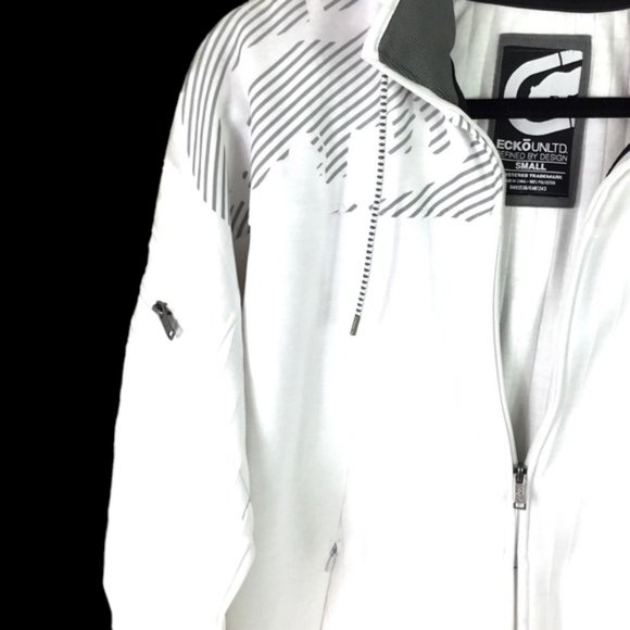 Ecko Unltd. White Zipper Hoodie front pockets size small zipper - Picture 6 of 9